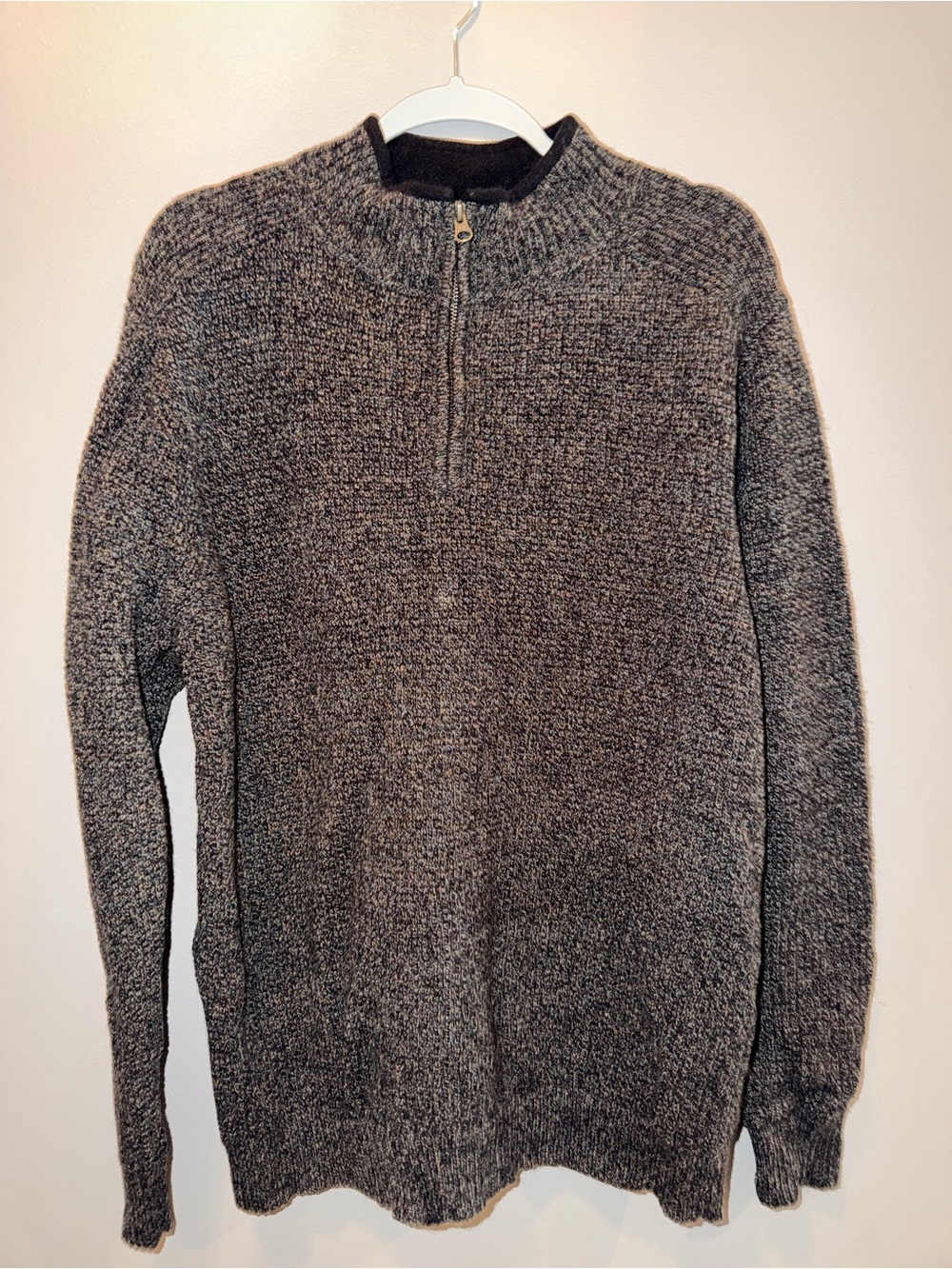 Pendleton Men's Washable Wool Quarter-Zip Sweater Grey Marled Mock Neck Size XL